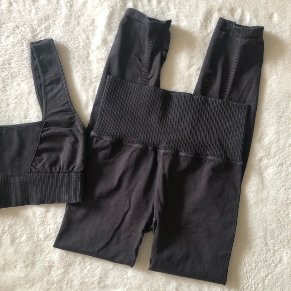 Free People Black Good Karma Square Neck Bra and Leggings Set - Picture 3 of 7